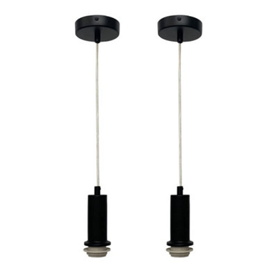 First Choice Lighting Set Of 2 CelineBlack Ceiling Flex Suspension Kits For Shades from B&Q