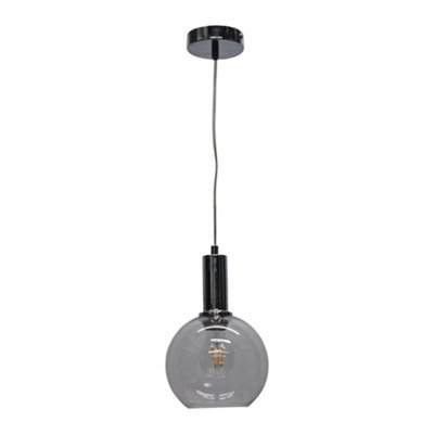 First Choice Lighting BarnumClear Glass Globe Chrome Deco Pendant Fitting from B&Q