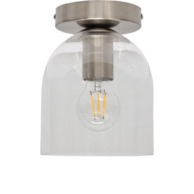 First Choice Lighting BeltenClear Glass Cloche Satin Nickel Ceiling Light Fitting from B&Q