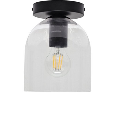 First Choice Lighting BeltenClear Glass Cloche Black Ceiling Light Fitting from B&Q