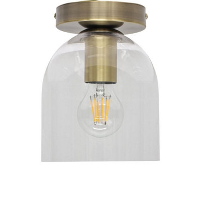 First Choice Lighting BeltenClear Glass Cloche Antique Brass Ceiling Light Fitting from B&Q