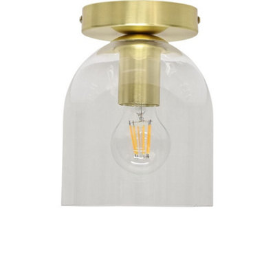First Choice Lighting BeltenClear Glass Cloche Satin Brass Ceiling Light Fitting from B&Q