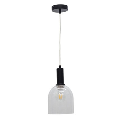 First Choice Lighting BeltenClear Glass Cloche Black Deco Pendant Fitting from B&Q