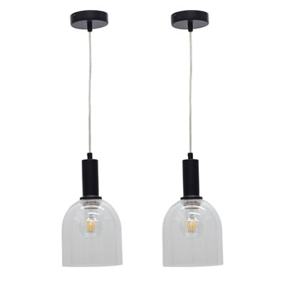 First Choice Lighting Set Of 2 BeltenClear Glass Cloche Black Deco Pendant Fittings from B&Q