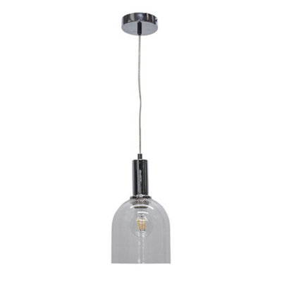 First Choice Lighting BeltenClear Glass Cloche Chrome Deco Pendant Fitting from B&Q