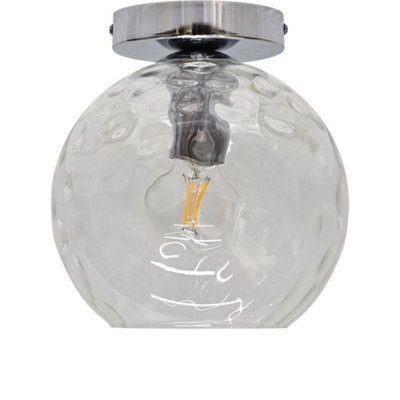 B&Q -  BarnumClear Dimple Glass Globe Chrome Ceiling Light Fitting