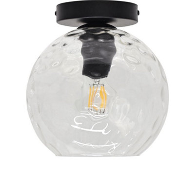 First Choice Lighting BarnumClear Dimple Glass Globe Black Ceiling Light Fitting from B&Q