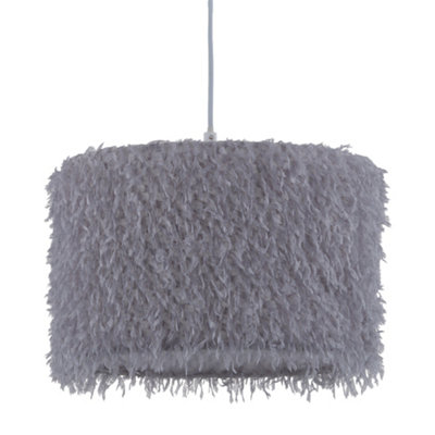 First Choice Lighting RogersGrey Shaggy 30Cm Easy Fit Pendant Shade from B&Q
