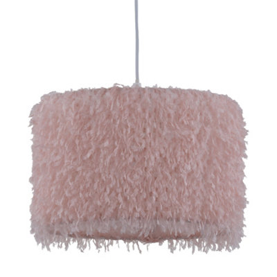 First Choice Lighting RogersPink Shaggy 30Cm Easy Fit Pendant Shade from B&Q