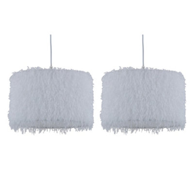 B&Q -  Set Of 2 RogersWhite Shaggy 30Cm Easy Fit Pendant Shades
