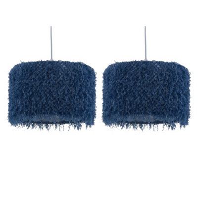 First Choice Lighting Set Of 2 RogersBlue Shaggy 30Cm Easy Fit Pendant Shades from B&Q