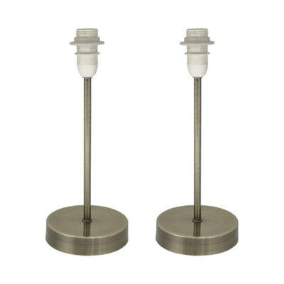 First Choice Lighting Set Of 2 Antique Brass Stick Table Lamps Base Only from B&Q