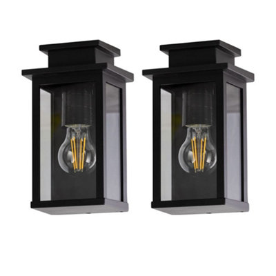 First Choice Lighting Set Of 2 CotswoldBlack Traditional Flush Outdoor Wall Lights from B&Q