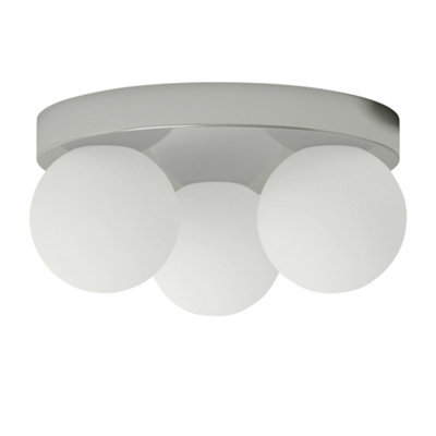 B&Q -  EditChrome Bathroom Ip44 Ceiling Light With Opal Globe Glass Shades