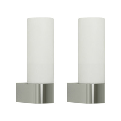 B&Q -  Set Of 2 KotoChrome With Opal Glass Shade Ip44 Bathroom Wall Lights