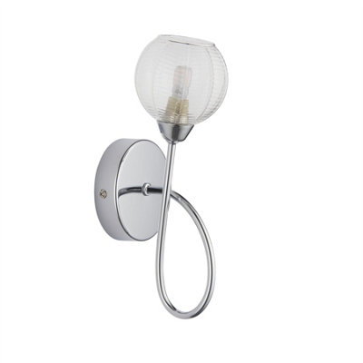 First Choice Lighting TattonChrome With Ribbed Glass Wall Lamp from B&Q