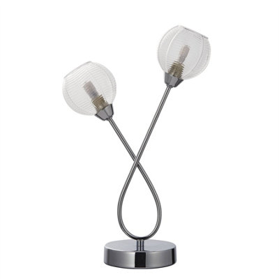 First Choice Lighting TattonChrome With Ribbed Glass 38Cm Table Lamp from B&Q