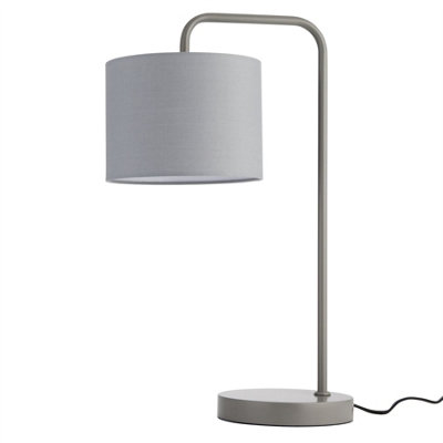 First Choice Lighting KendalCharcoal Arched 48Cm Table Lamp With Grey Fabric Shade from B&Q
