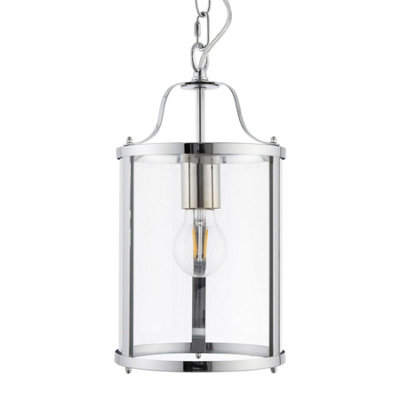 First Choice Lighting ChesterChrome Lantern Style Adjustable Pendant Light from B&Q