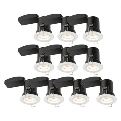 First Choice Lighting Set Of 10 Fire Rated DownlightsWhite Fixed Gu10 Recessed Downlights from B&Q