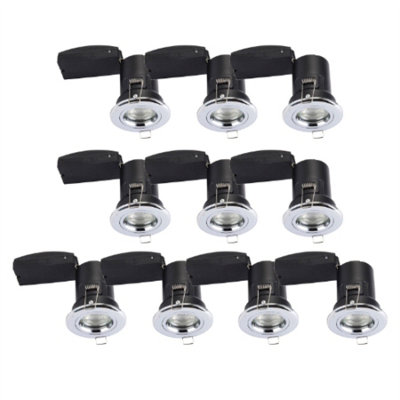 First Choice Lighting Set Of 10 Fire Rated DownlightsChrome Fixed Gu10 Recessed from B&Q