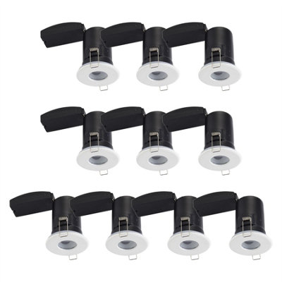 First Choice Lighting Set Of 10White Ip65 Bathroom Recessed Fire Rated Downlights from B&Q