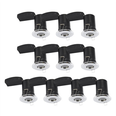 First Choice Lighting Set Of 10Chrome Ip65 Bathroom Recessed Fire Rated Downlights from B&Q