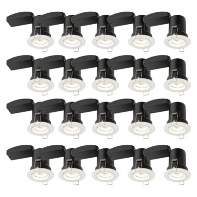 First Choice Lighting Set Of 20 Fire Rated DownlightsWhite Fixed Gu10 Recessed Downlights from B&Q