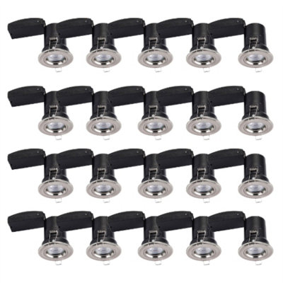 First Choice Lighting Set Of 20 Fire Rated DownlightsBrushed Chrome Fixed Gu10 Recessed from B&Q