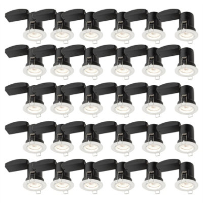 First Choice Lighting Set Of 30 Fire Rated DownlightsWhite Fixed Gu10 Recessed Downlights from B&Q