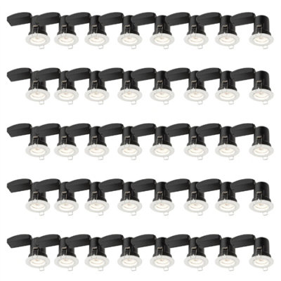First Choice Lighting Set Of 40 Fire Rated DownlightsWhite Fixed Gu10 Recessed Downlights from B&Q