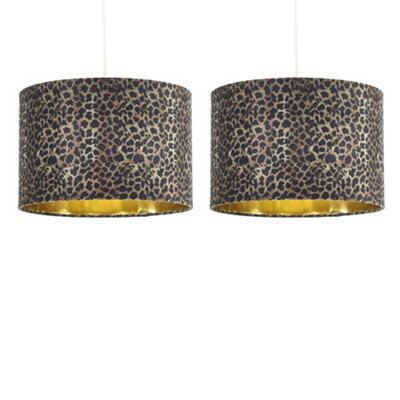 B&Q -  Set Of 2 EsmeLeopard Print 30Cm Easy Fit Pendant Or Lamp Shades