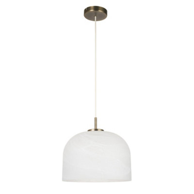 First Choice Lighting OberonAntique Brass Ceiling Pendant Light With Alabaster Shade from B&Q