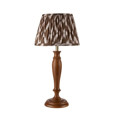 First Choice Lighting RutherfordDark Wood 47Cm Table Lamp With Abstract Ikat Shade from B&Q