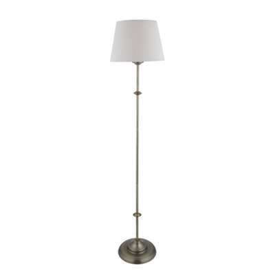 First Choice Lighting LytchettAntique Brass Spindle Floor Lamp With Natural Linen Shade from B&Q