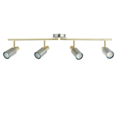 First Choice Lighting CollinSatin Nickel & Gold Detail 4 Way Adjustable Ceiling Spotlight from B&Q