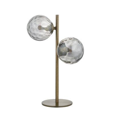 First Choice Lighting BecksleyAntique Brass 41Cm Table Lamp With Glass Globe Shades from B&Q