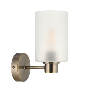 First Choice Lighting PantonAntique Brass Wall Light With Frosted Glass Shades from B&Q
