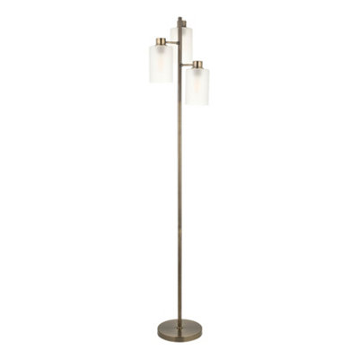 First Choice Lighting PantonAntique Brass 150Cm Floor Lamp With Frosted Glass Shades from B&Q
