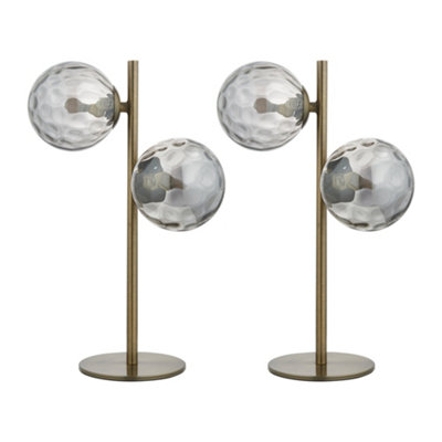 First Choice Lighting Set Of 2 BecksleyAntique Brass 41Cm Table Lamps With Globe Shades from B&Q