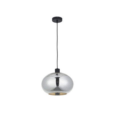 First Choice Lighting CandraBlack With Chrome Bubbled Mercury Glass Pendant Light from B&Q