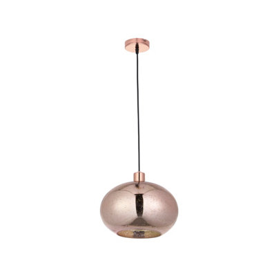 First Choice Lighting CandraCopper Bubbled Mercury Glass Pendant Light from B&Q