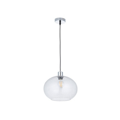 First Choice Lighting CandraChrome With Clear Bubbled Glass Pendant Light from B&Q