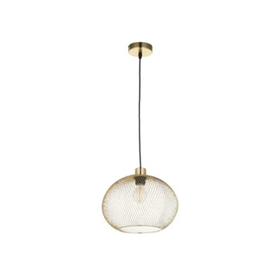 First Choice Lighting DalyaGold Pendant Light With Metal Mesh Shade from B&Q