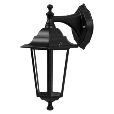 B&Q -  CumbriaBlack With Clear Six Sided Ip44 Outdoor Downward Wall Light