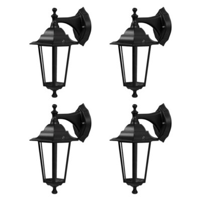B&Q -  Set Of 4 CumbriaBlack Six Sided Ip44 Outdoor Downward Wall Lights