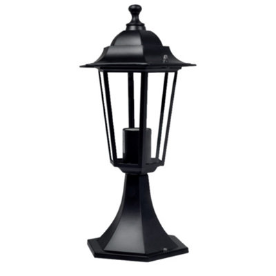 B&Q -  CumbriaBlack With Clear Six Sided Ip44 Outdoor 41Cm Pedestal Light