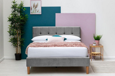 Highclere Modern Grey Velvet King Size Bed Frame 5Ft