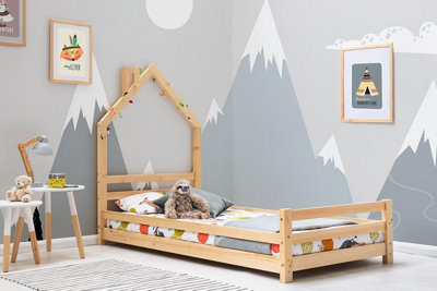 Juni Pine Kids Wooden House Style Single Bed Frame 3Ft from B&Q