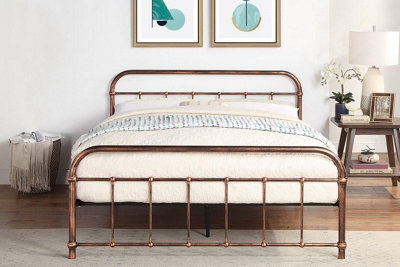 Henley Copper Metal Bed Double Size Frame 4Ft6 from B&Q